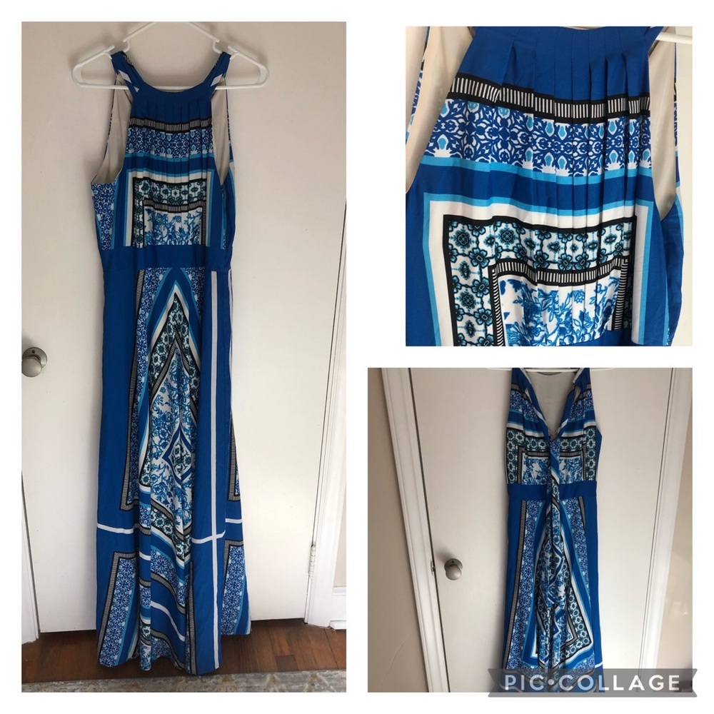 Eliza J blue floor length summer dress
